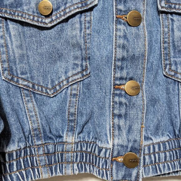 NWT MONO B Cropped Ribbed Hem Denim Jean Jacket M - Picture 3 of 7